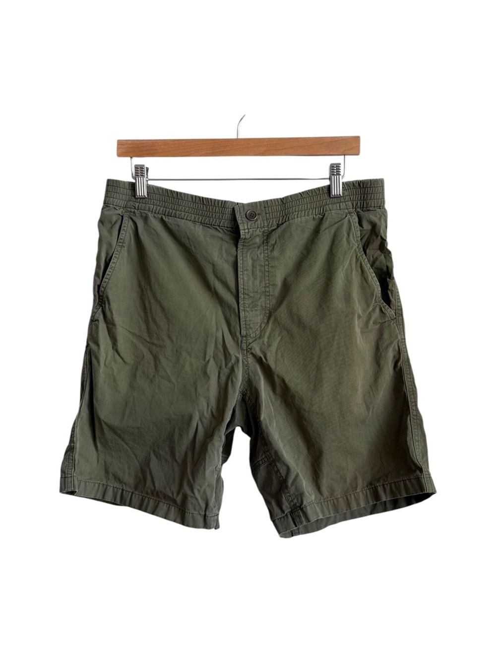 A.P.C. Olive Green Cotton Shorts Men's Medium Elastic Waist Casual Baggy Fit
